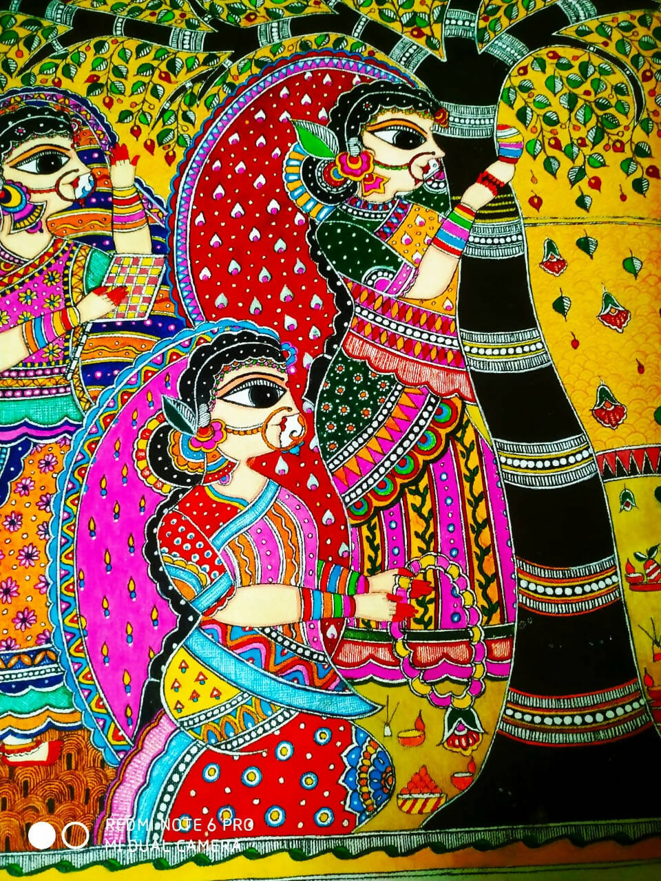 Hand Painted Madhubani Art depicting VAT Savitri Puja
