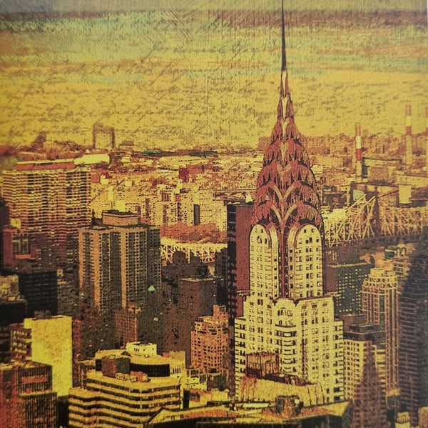 A cityscape landscape painting acrylic