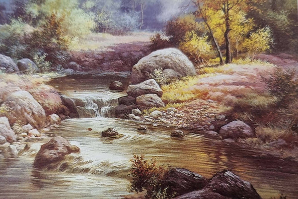 A waterfall scenery landscape painting