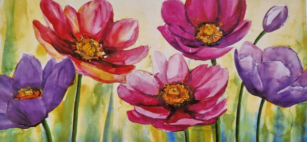 Calming flowers painting acrylic