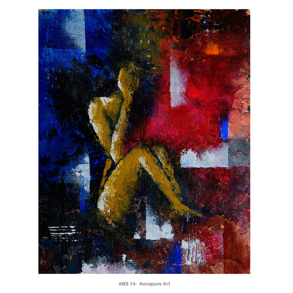 "Dark night" -Acrylic figurative Abstract Painting, Acrylic on textured handmade paper. ABS -114