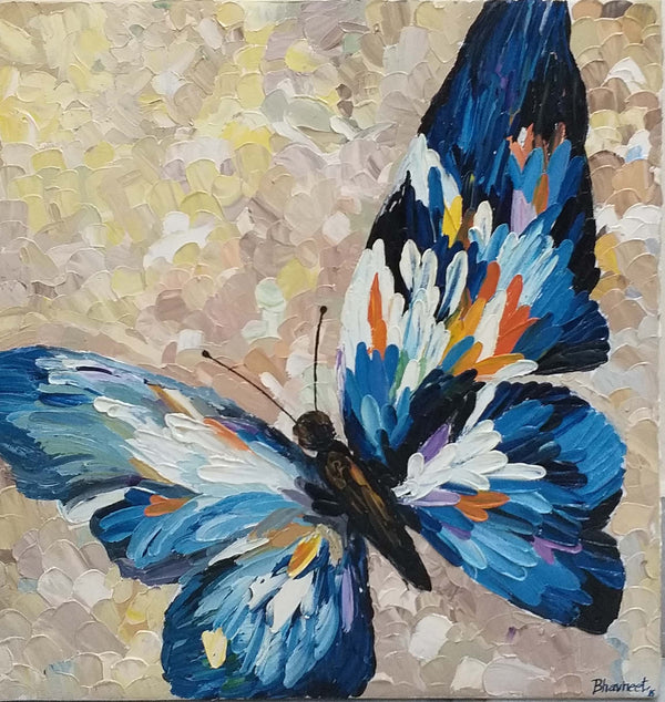 A Beautiful Butterfly Palette Knife Painting