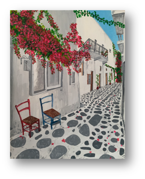 A Cobbled Street of Santorini