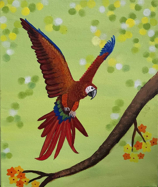 A flying macaw