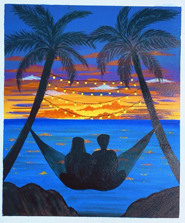 A Romantic Couple enjoying sunset in the beach