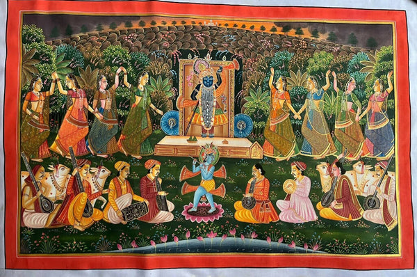 Pichwai Painting of Lord shrinathji Krishna Radha Indian Art Home