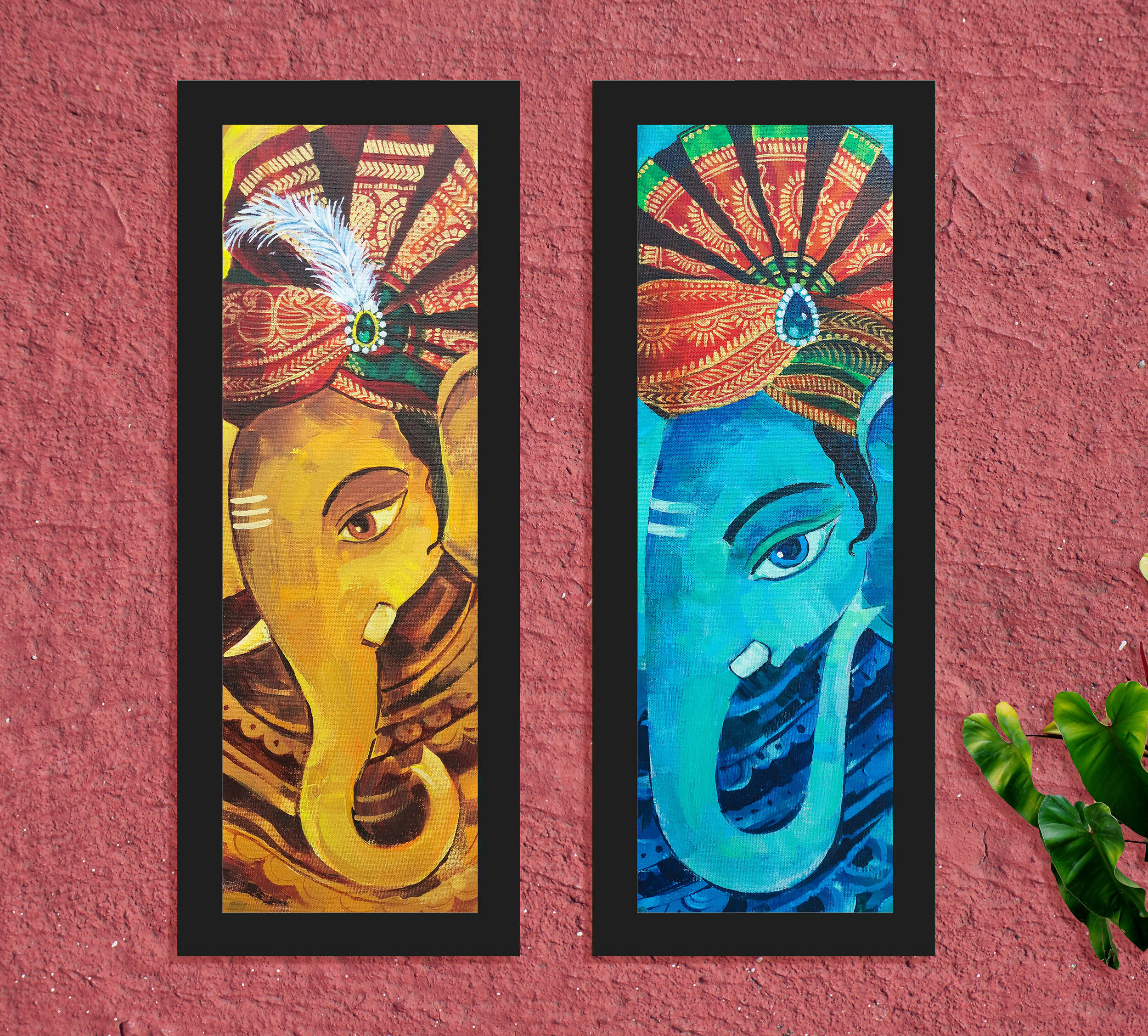 Lord Ganesha / two piece decorative painting set