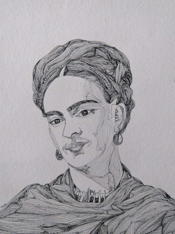 Abstract Art: Zentangle portrait of Frida Kahlo