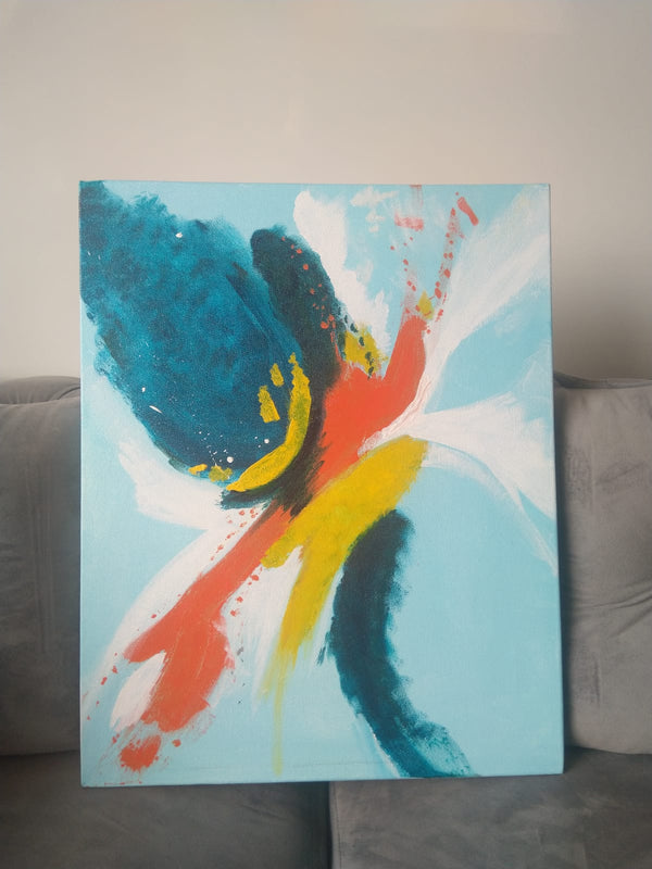 Life! An Explosion of Colours canvas painting -Abstract blue