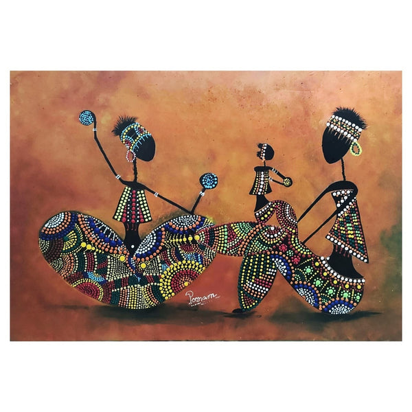 Abstract Dot Painting - African Tribal Women