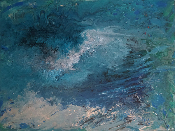 Fluid art Abstract painting of ocean