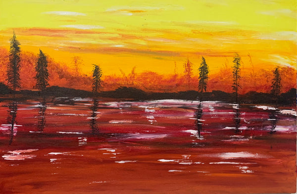 Abstract Sunset canvas painting