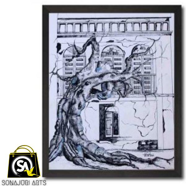 Age Old Bare Crooked Tree â€“ Pen Sketch â€“ Lopamudra Saha