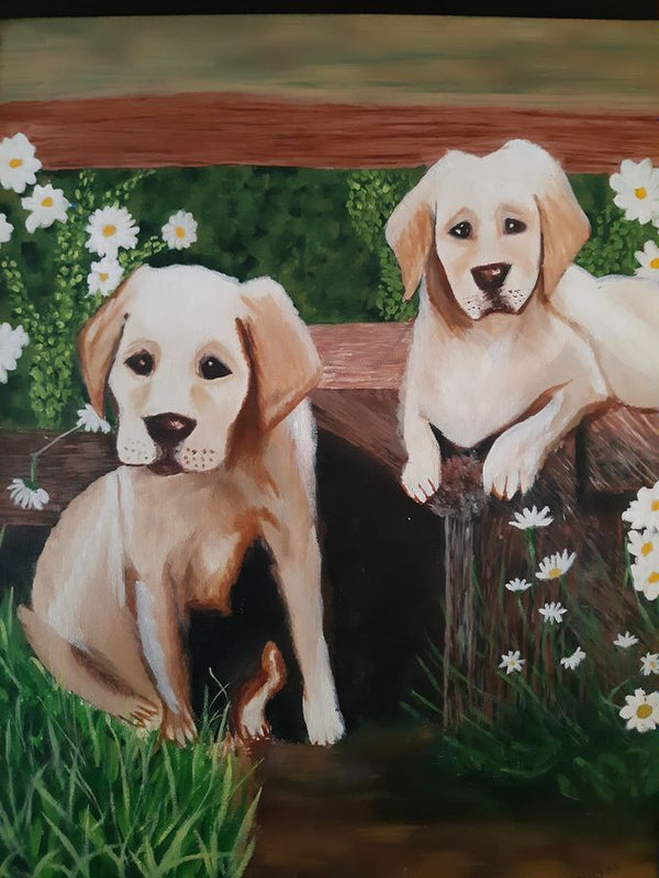 Amazing mixing of colours on canvas representing beautiful Labs