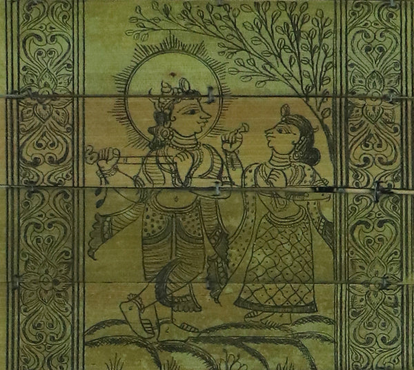 AN ANTIQUE COLLECTION OF PALM LEAF CARVING  RADHA KRISHNA