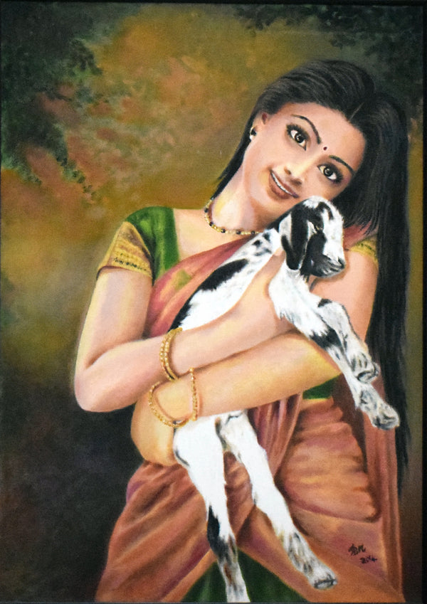 A Young Lady with a Lamb