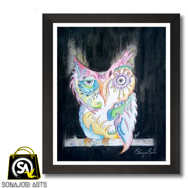 Angry Owl â€“ Pen Sketch â€“ Shreya Saha