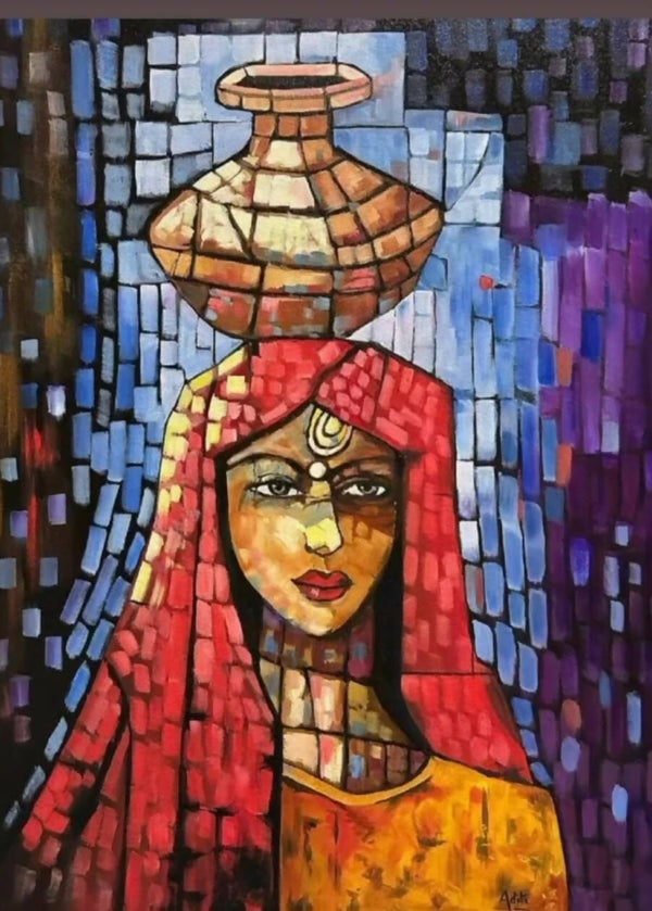 Tribal lady oil painting