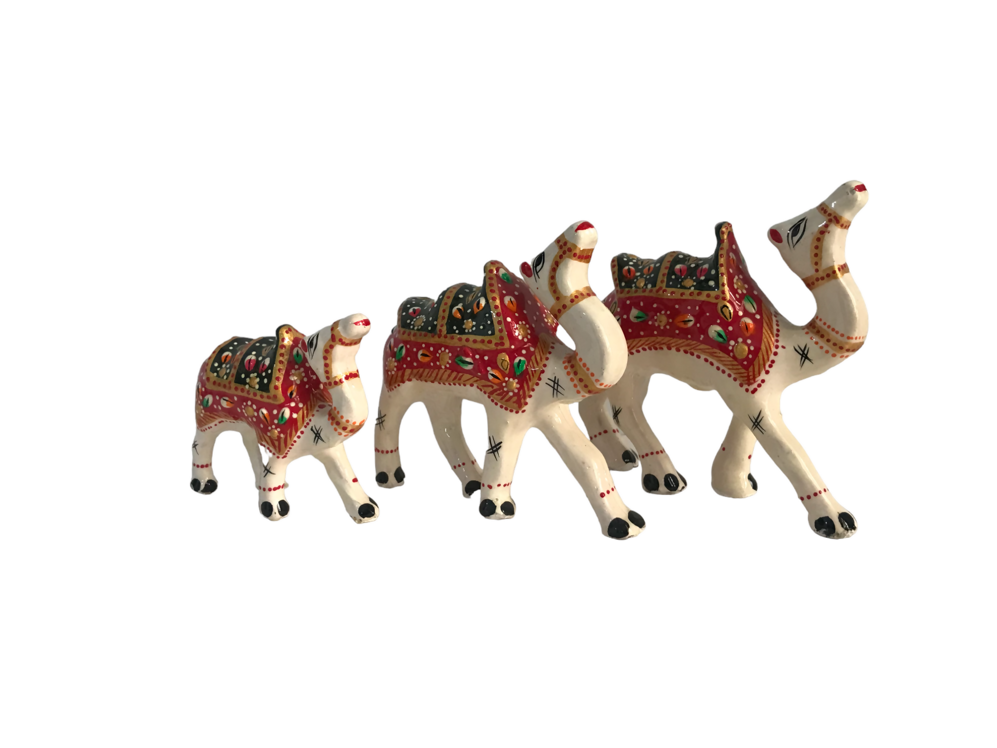 Wooden Decorative Camels with Meenakari