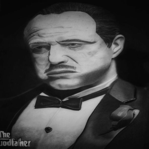 Charcoal drawing of Vito Don Corleone (Marlon Brando) - The Godfather
