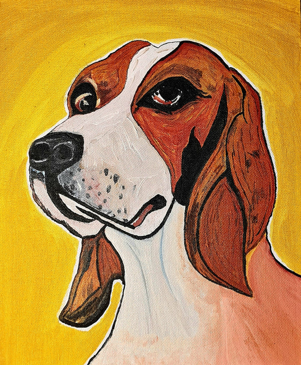 Beagle love dog original oil art