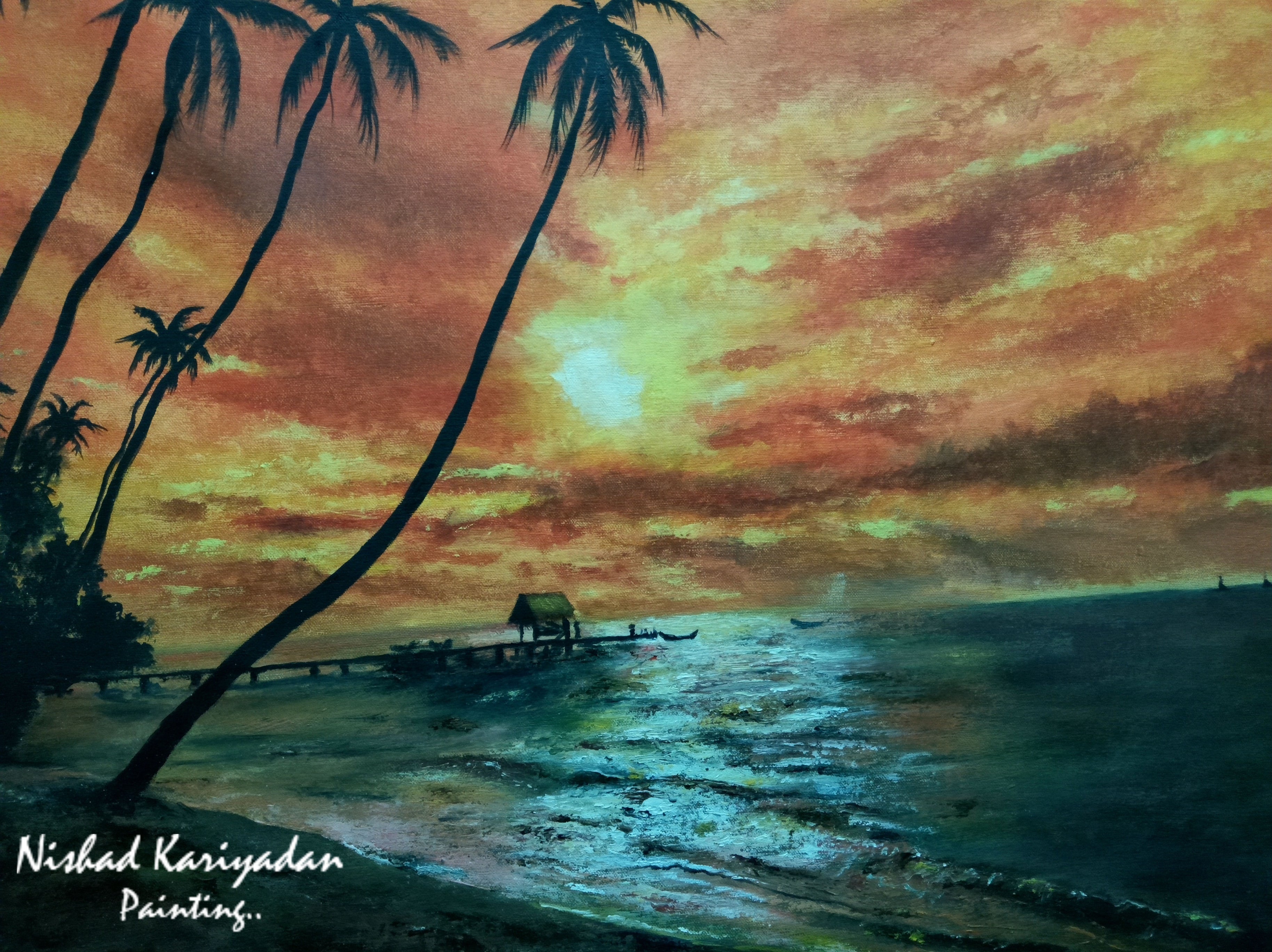 Procreate Art - sunset at the beach - Shystoryteller
