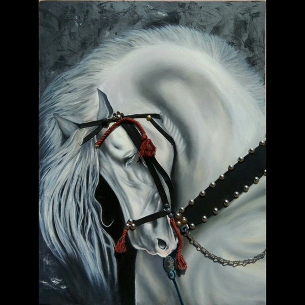 Beautiful Horse Black and White Abstract Painting