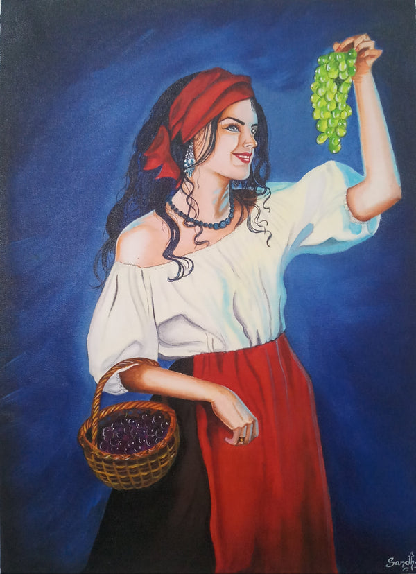 beautiful women with grapes