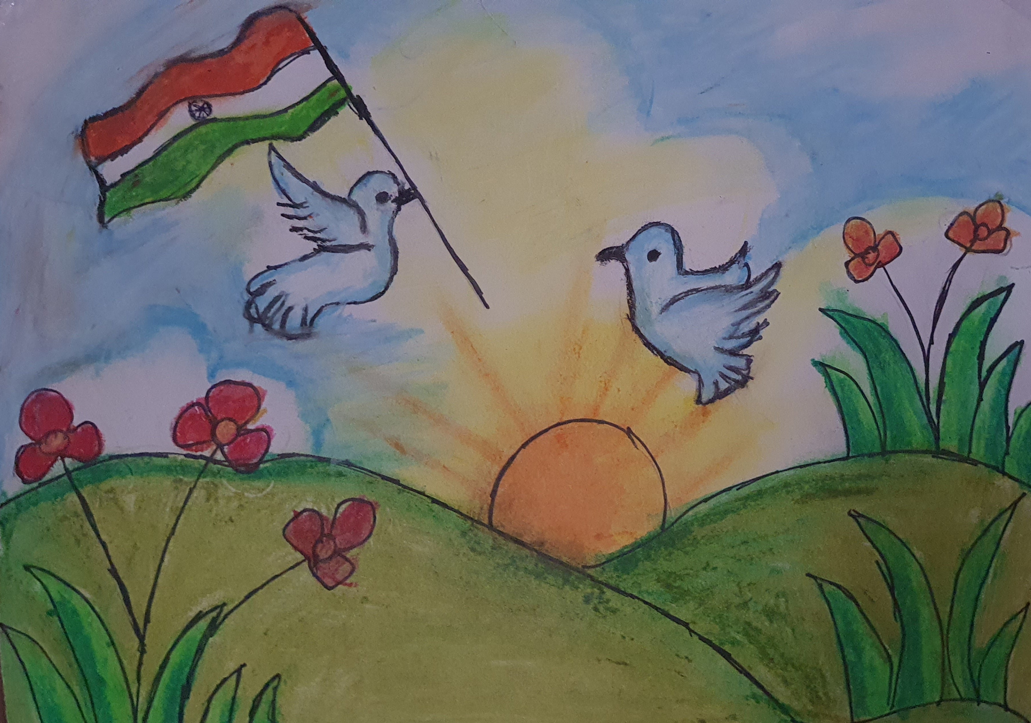 How to draw Republic day drawing easy || Independence day drawing || Republic  day scenery || - YouTube