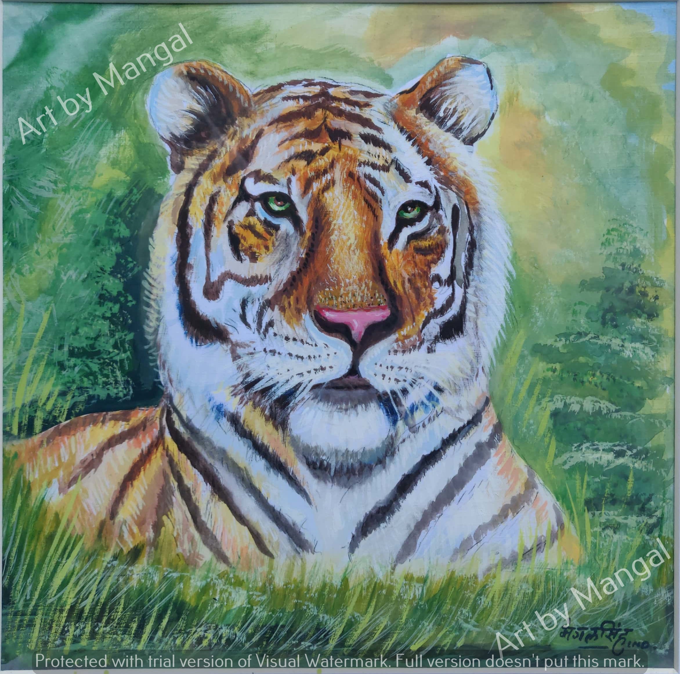 Tiger Cub Colour Pencil Drawing Poster Art Print, Tiger Home Decor | eBay