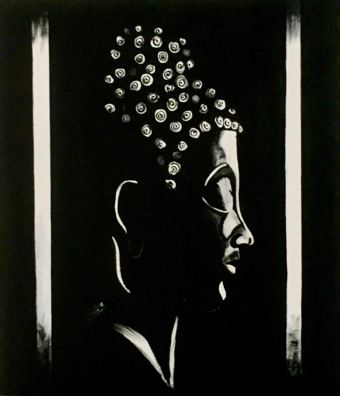 Buy Black and white Lord buddha art Painting at Lowest Price By ...