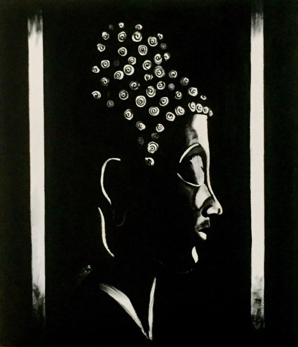 Black and white Lord buddha art