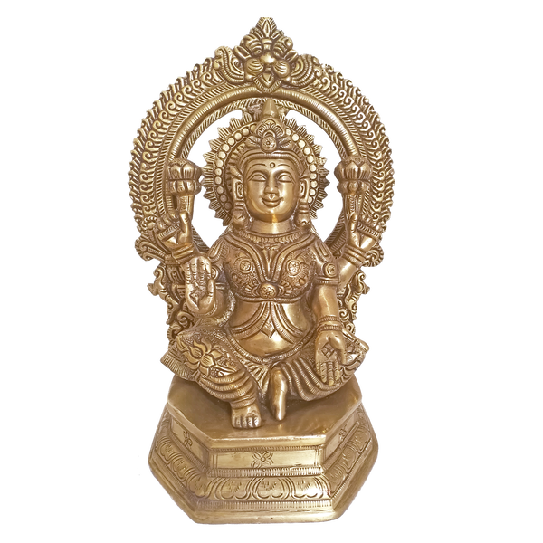 Blessing Brass Goddess Lakshmi with Arch Statue