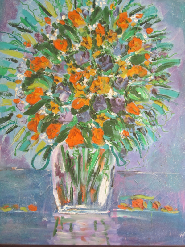 Blue and yellow flowers in a vase