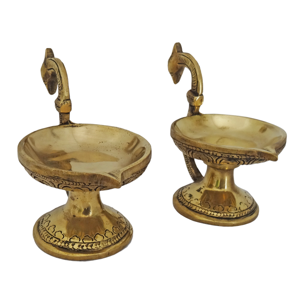 Brass Decorative Standing Pair Diya Set