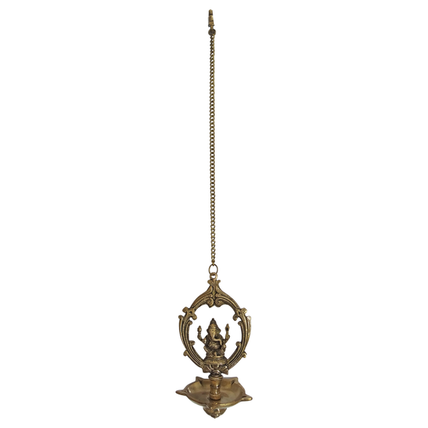 Brass Ganesha Chain Diya with 5 Faced Jyot Showpiece