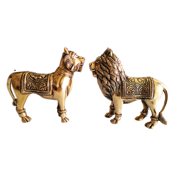 Brass Lion with Pair Set