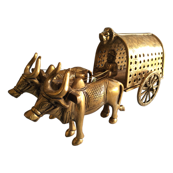 Brass Statue Narasimha Symbolized Bullock Cart Showpiece
