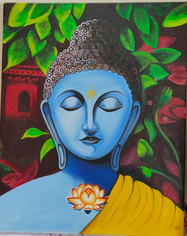 Buddha oil stretched canvas painting