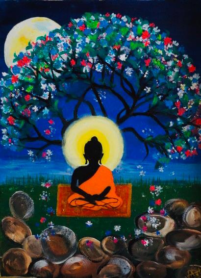 Buddha Praying Under Tree