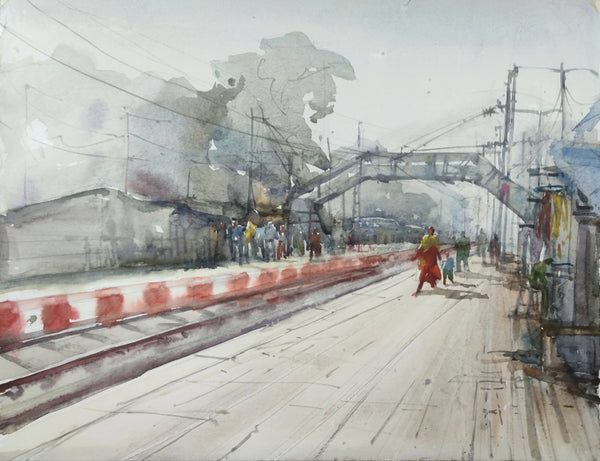 Beautiful railway station painting