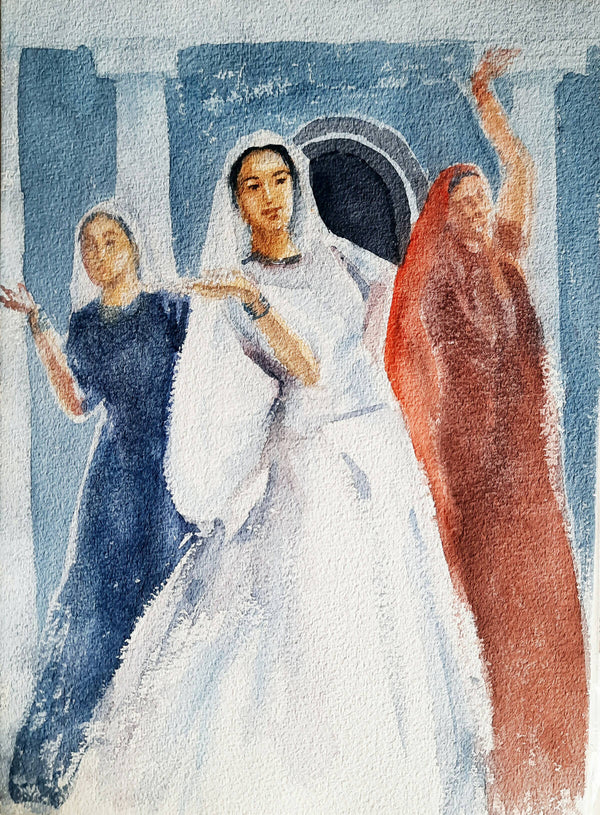 Indian dancers Watercolor painting