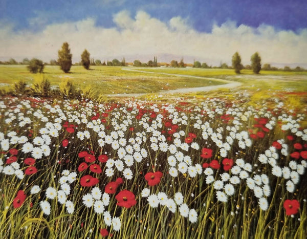Valley of flowers scenery landscape painting