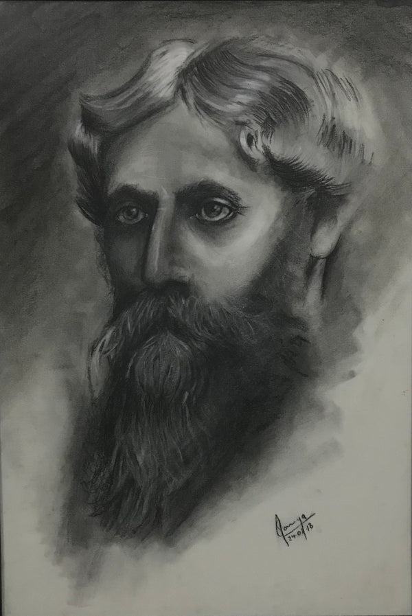 Charcoal Rabindranath Tagore Sketch (framed)