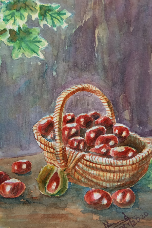 Chestnuts in Wicker Basket