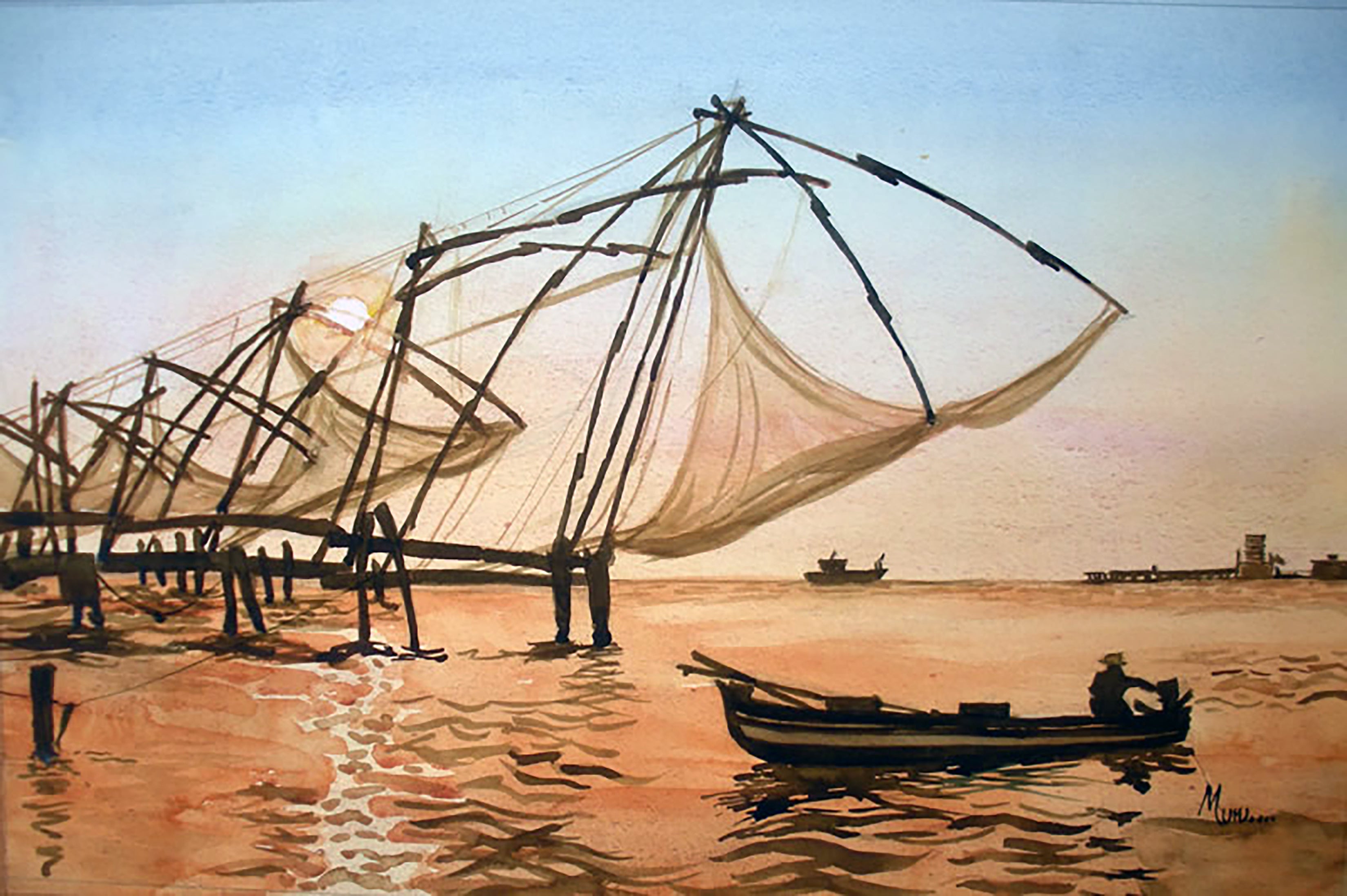 Buy Chinese Fishing Nets, Kerala, India Artwork at Lowest Price By  Murugesan A.
