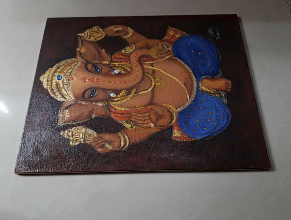 Lord Ganesh in Blue Silk