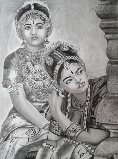 Bharatanatyam Dive Drawing by Namrata Agarwal | Saatchi Art