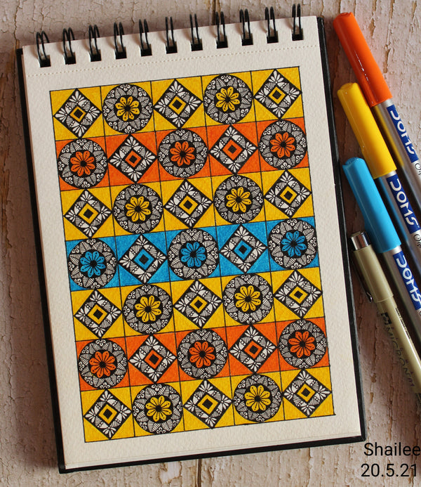 Colorful grid mandala