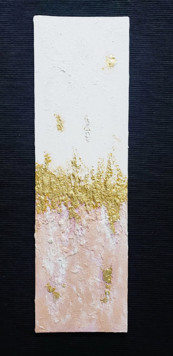 Coral; Heavily Textured Gold Leaf Abstract